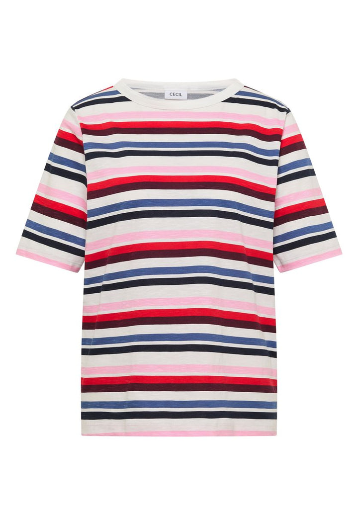 Kurzarm Shirt mit Multicolor Streifen