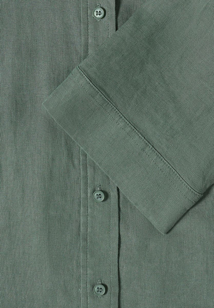 Kurzarm Hemdbluse aus reinem Leinen