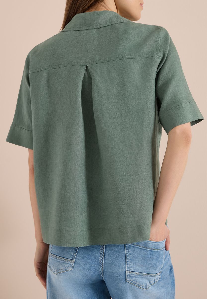 Kurzarm Hemdbluse aus reinem Leinen