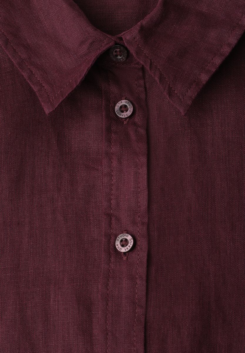 Kurzarm Hemdbluse aus Leinen