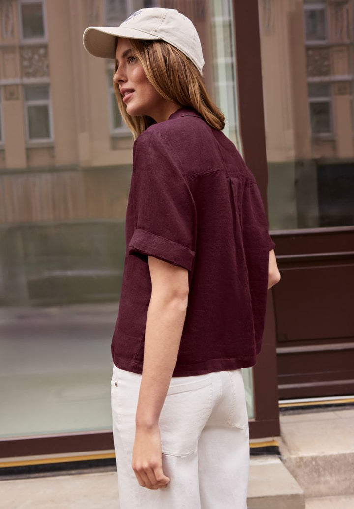 Kurzarm Hemdbluse aus Leinen