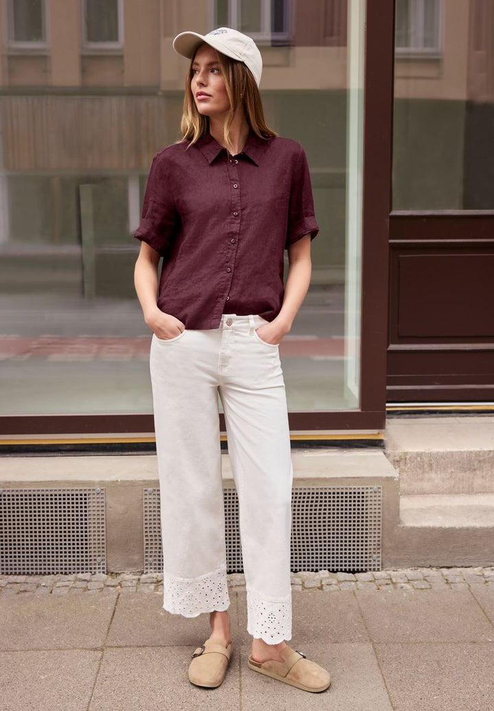 Kurzarm Hemdbluse aus Leinen