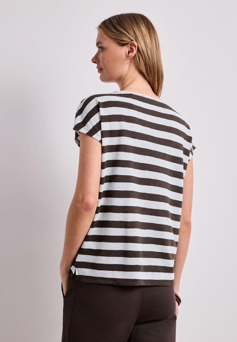 Dropped Shoulder Shirt mit Streifen und Glitzer