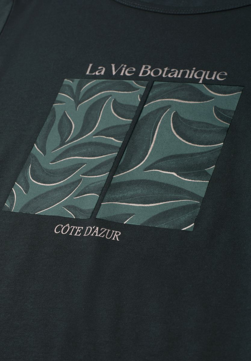T-Shirt mit Rundhals und Blätter-Artwork