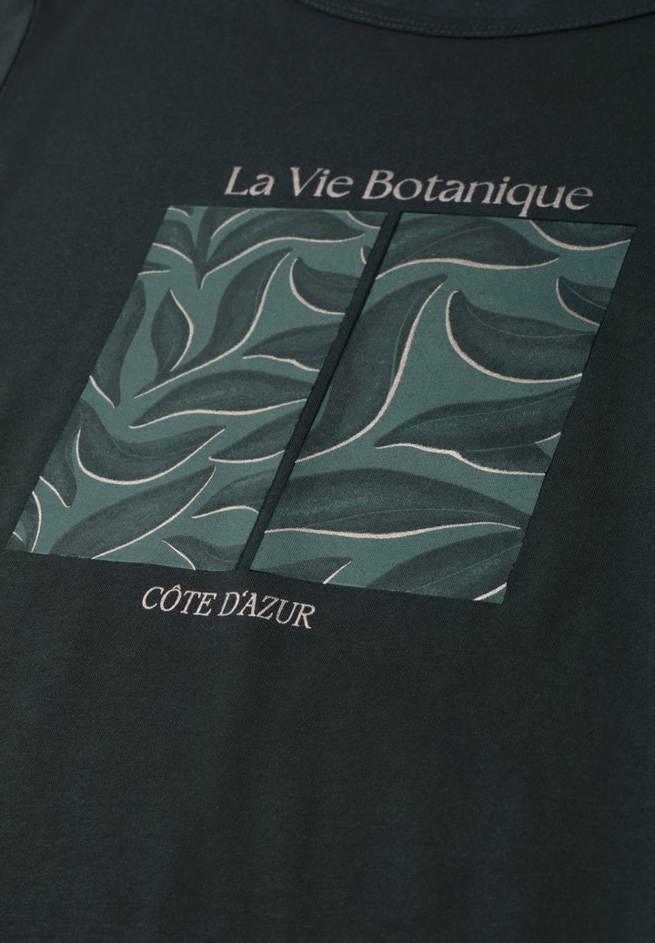 T-Shirt mit Rundhals und Blätter-Artwork