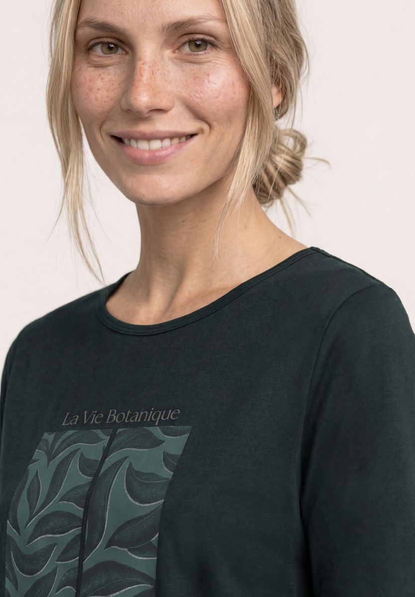 T-Shirt mit Rundhals und Blätter-Artwork