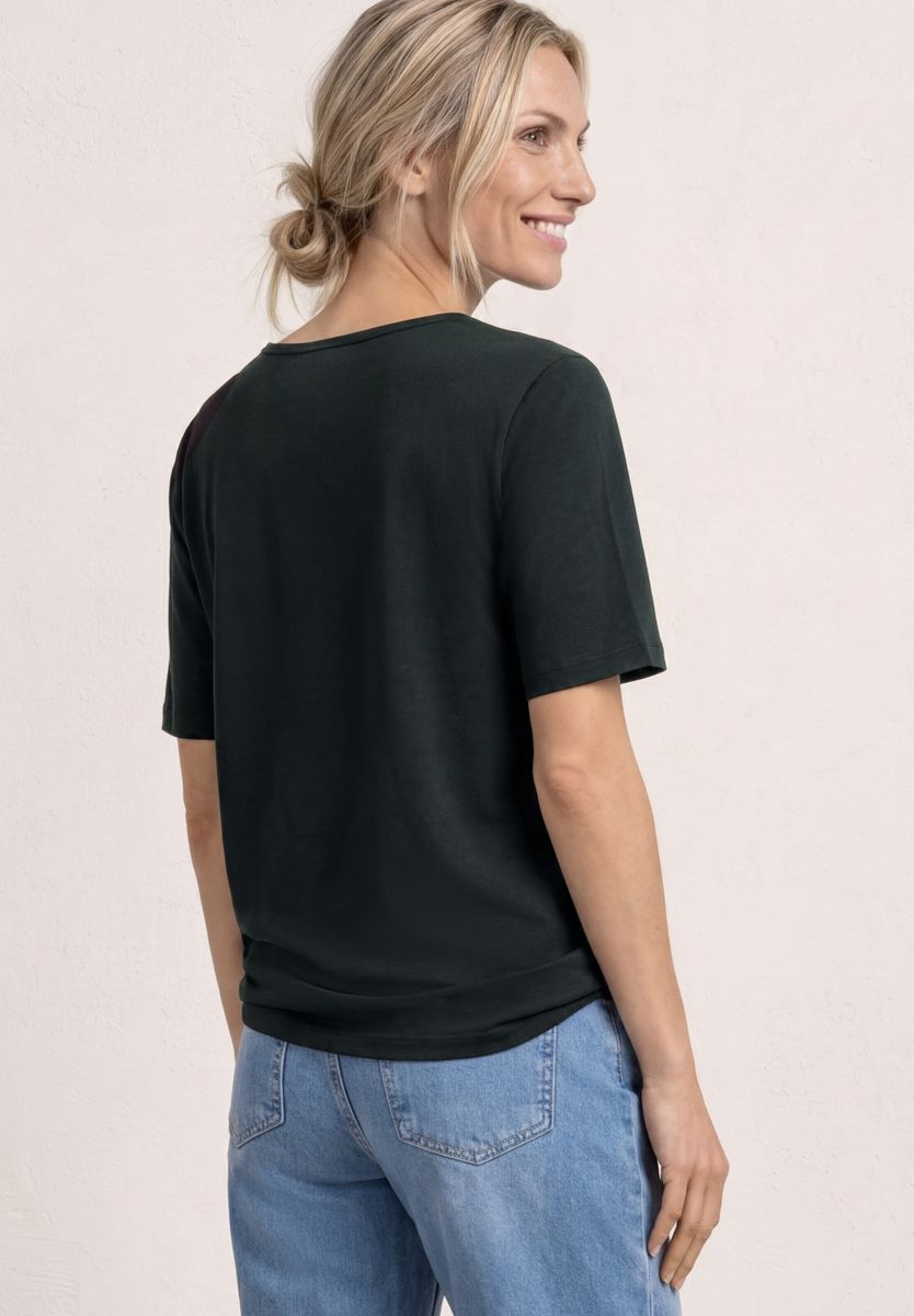 T-Shirt mit Rundhals und Blätter-Artwork