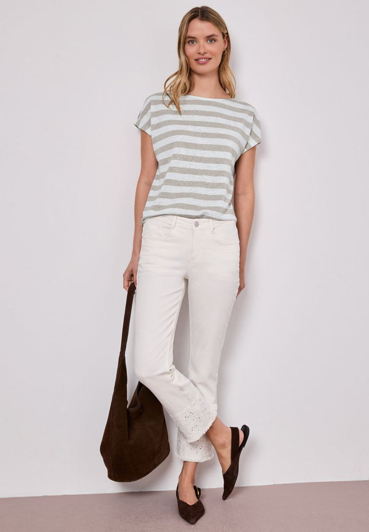 Dropped Shoulder Shirt mit Streifen und Glitzer