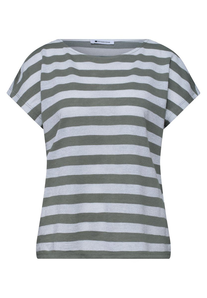 Dropped Shoulder Shirt mit Streifen und Glitzer