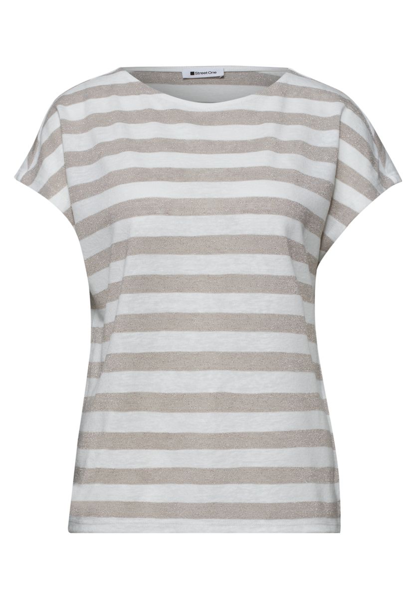 Dropped Shoulder Shirt mit Streifen und Glitzer
