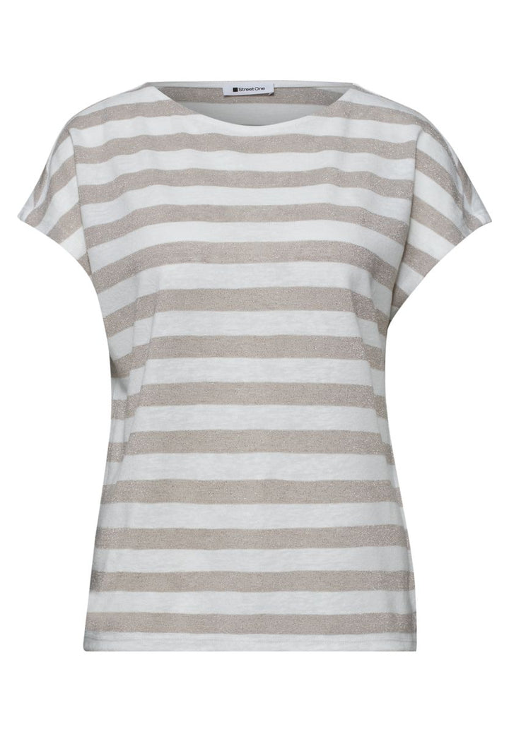 Dropped Shoulder Shirt mit Streifen und Glitzer