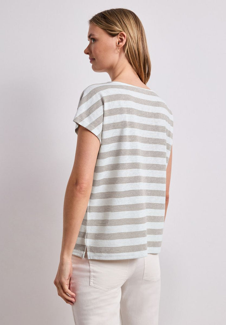 Dropped Shoulder Shirt mit Streifen und Glitzer