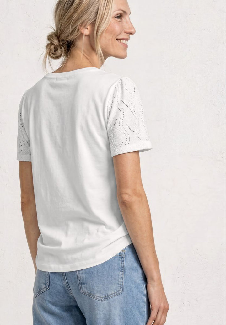 T-Shirt mit Rundhals und Spitzenärmeln
