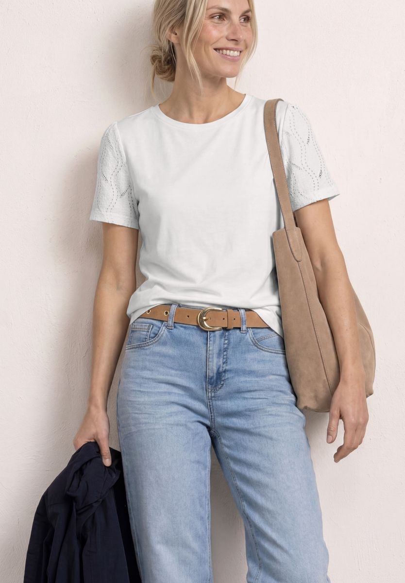 T-Shirt mit Rundhals und Spitzenärmeln