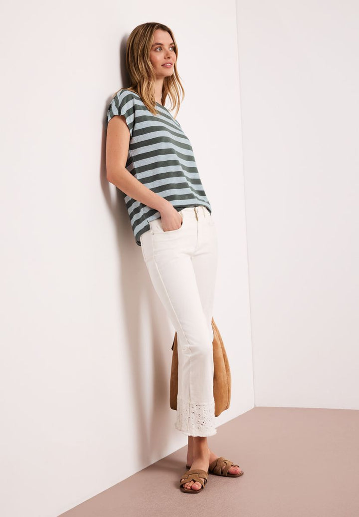Dropped Shoulder Shirt mit Streifen und Glitzer