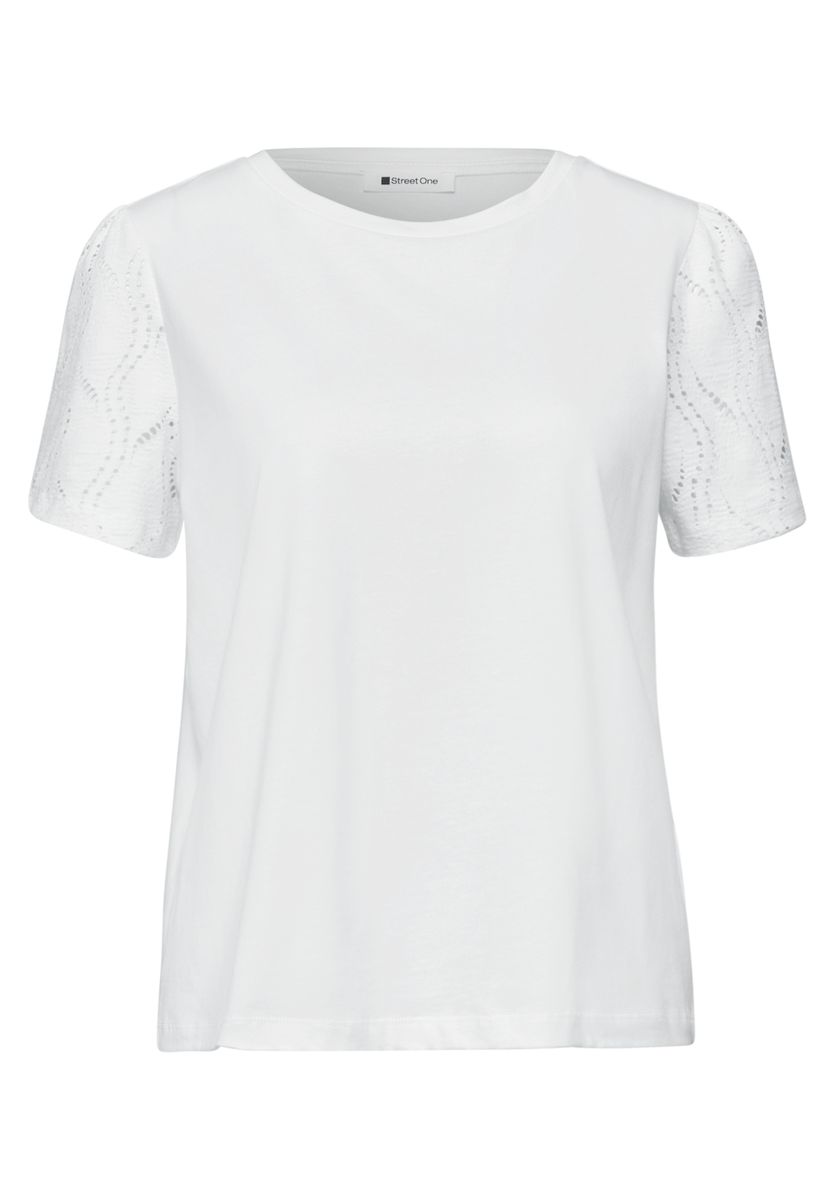 T-Shirt mit Rundhals und Spitzenärmeln
