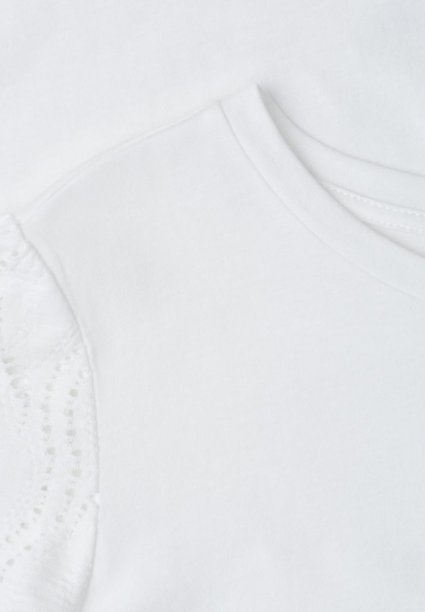 T-Shirt mit Rundhals und Spitzenärmeln
