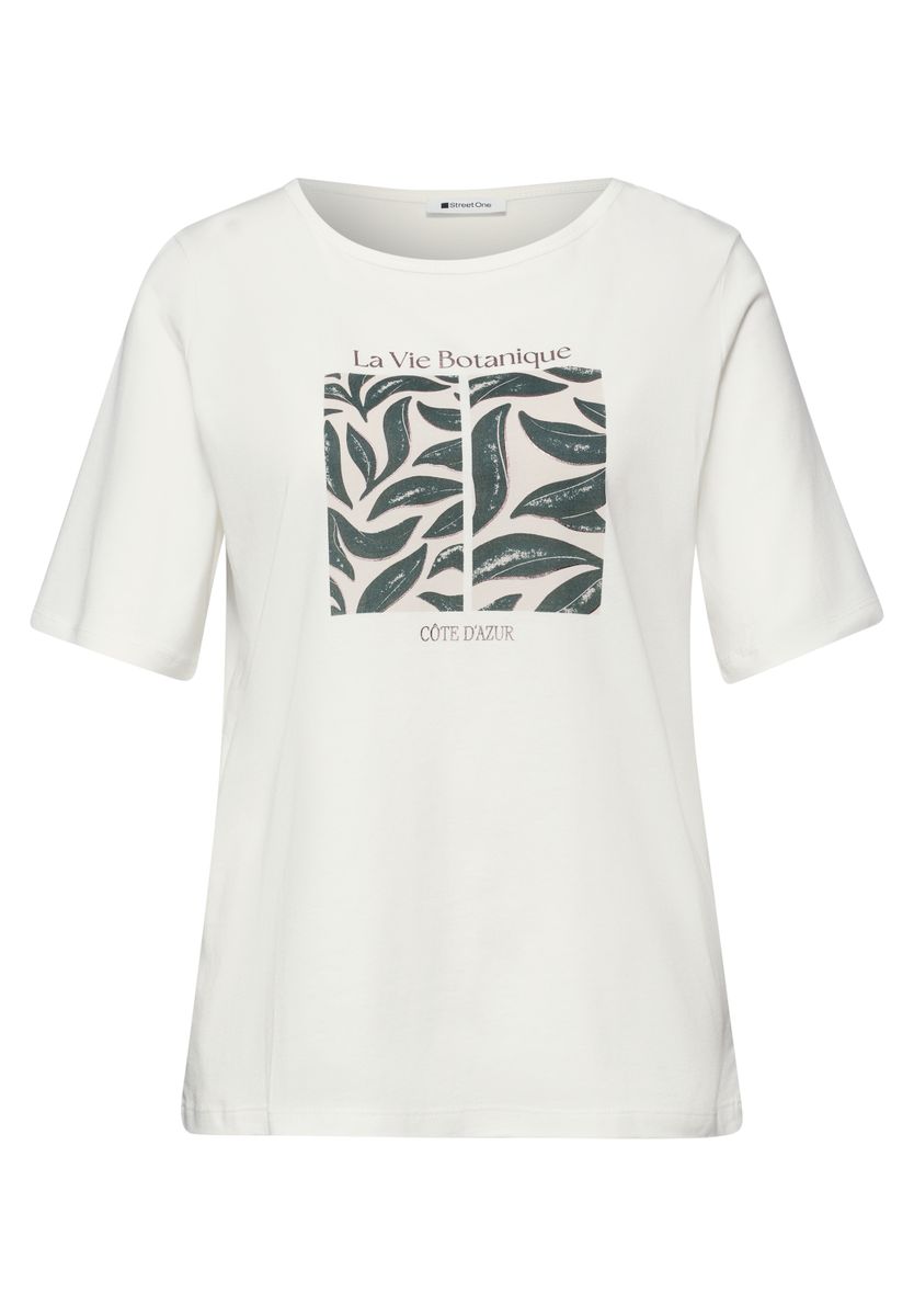 T-Shirt mit Rundhals und Blätter-Artwork