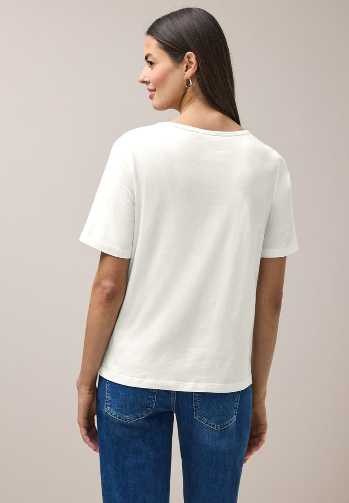T-Shirt mit Rundhals und Blätter-Artwork