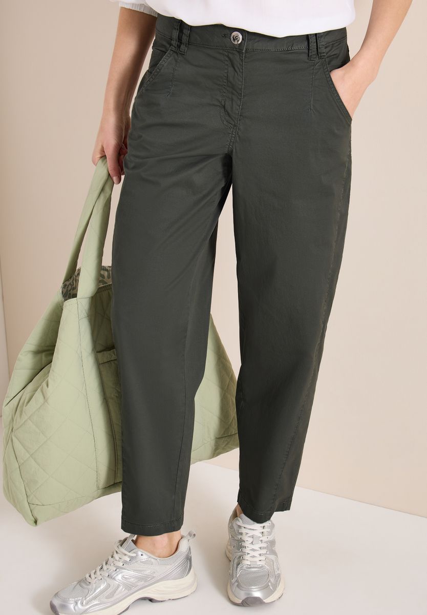 Mid Waist Barrel Leg Hose im Casual Fit