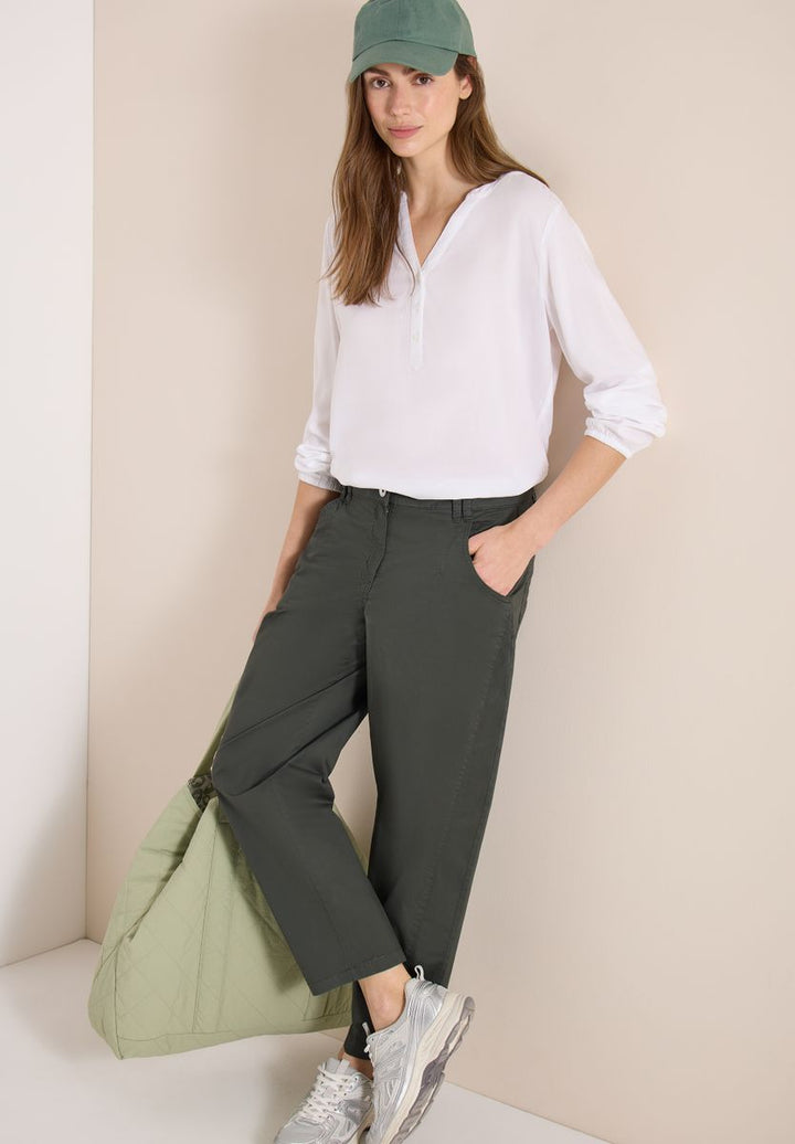 Mid Waist Barrel Leg Hose im Casual Fit