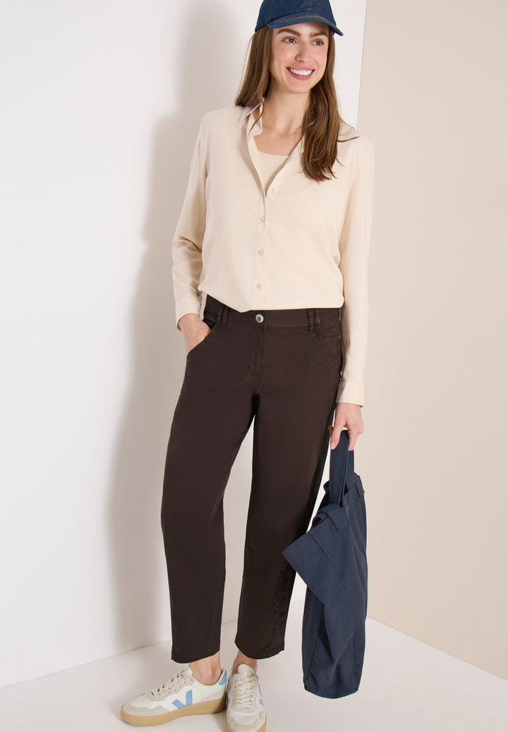 Mid Waist Barrel Leg Hose im Casual Fit