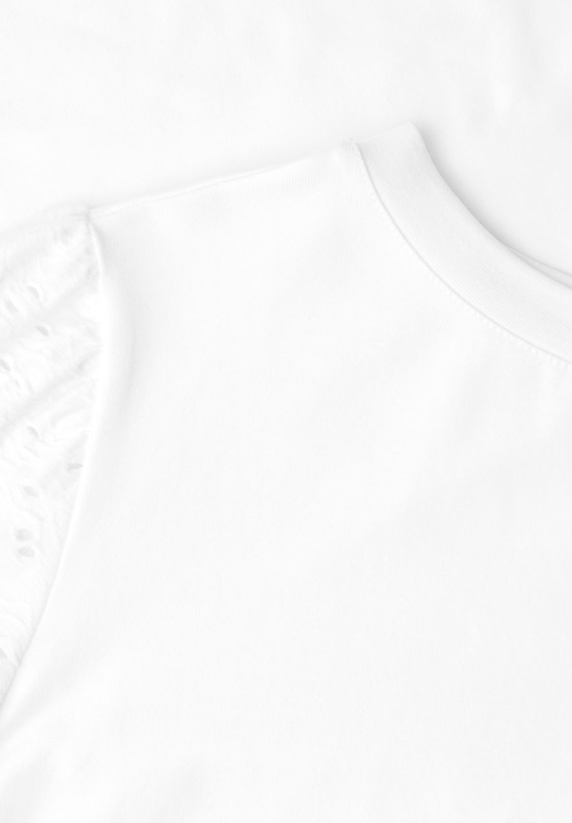 T-Shirt mit Rundhals und Spitzenärmeln