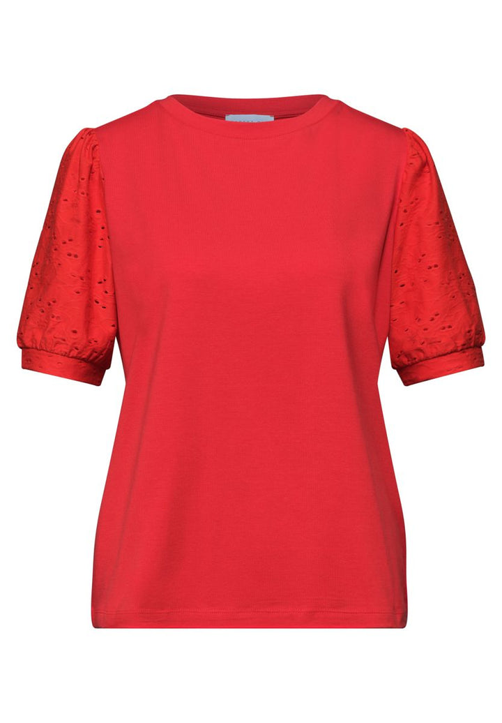 T-Shirt mit Rundhals und Spitzenärmeln