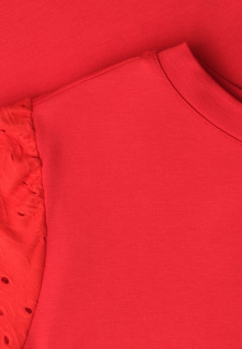 T-Shirt mit Rundhals und Spitzenärmeln
