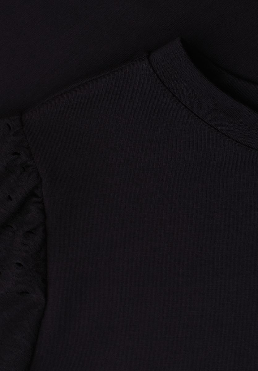 T-Shirt mit Rundhals und Spitzenärmeln