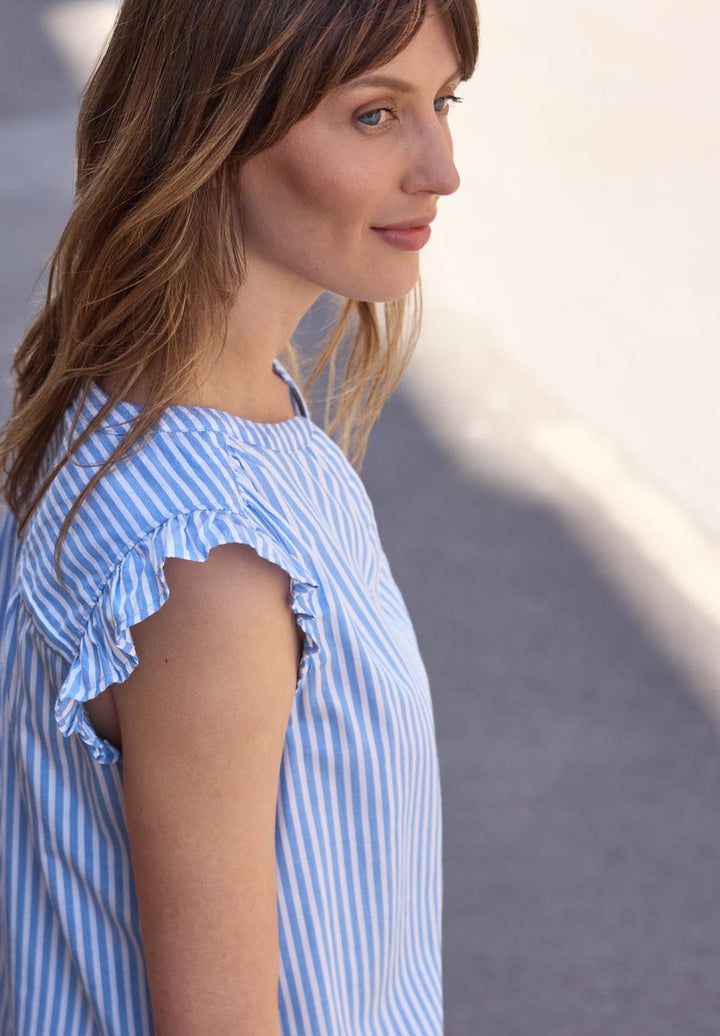 Blusentop mit Split Neck und Volants