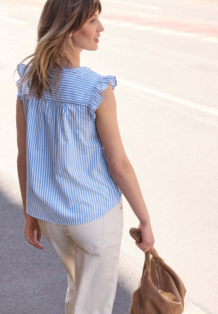 Blusentop mit Split Neck und Volants