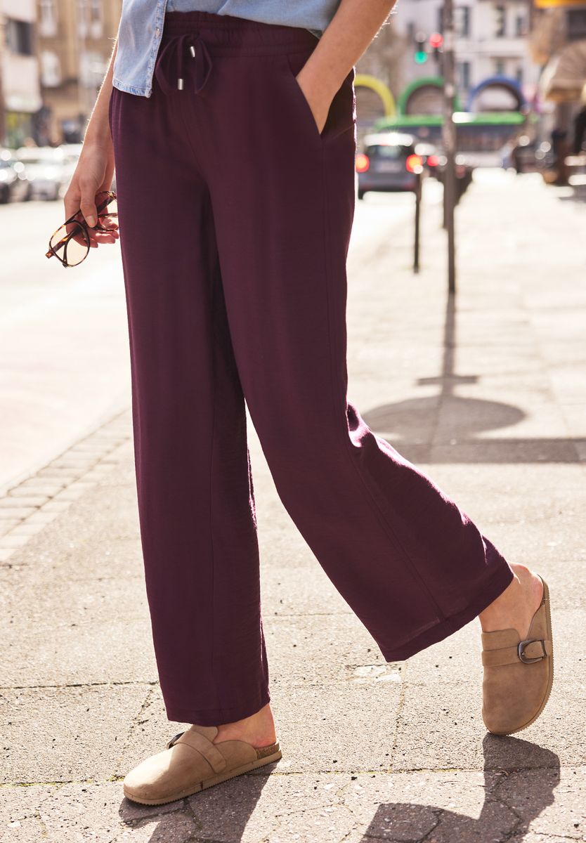 Mid Waist Wide Leg Hose mit Struktur