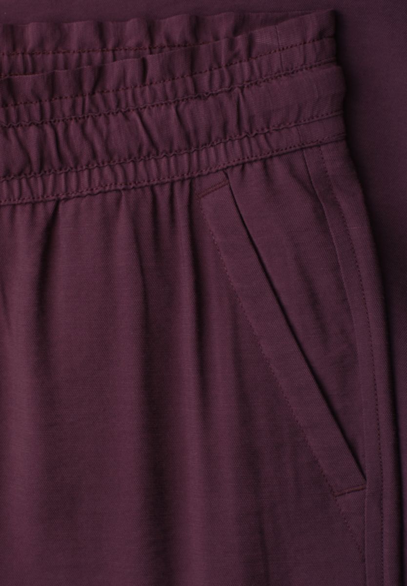 Mid Waist Wide Leg Hose mit Struktur