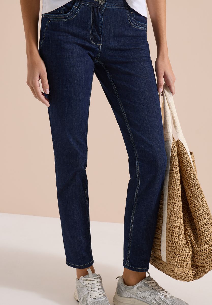 Mid Waist Straight Leg Jeans im Casual Fit