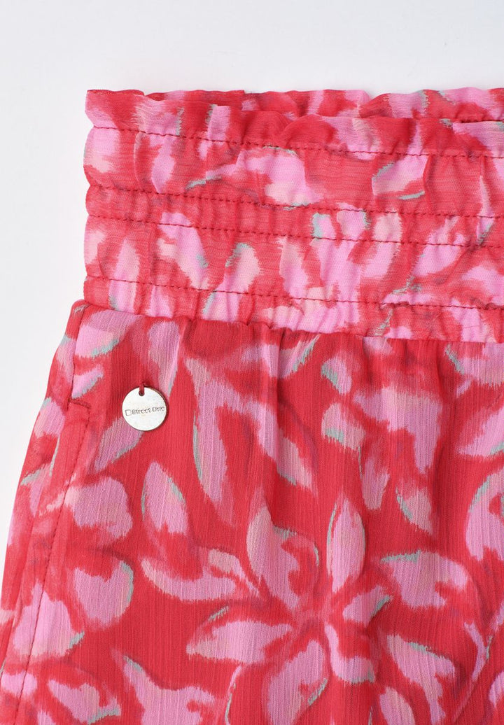 Knielanger Rock aus Chiffon mit Volants