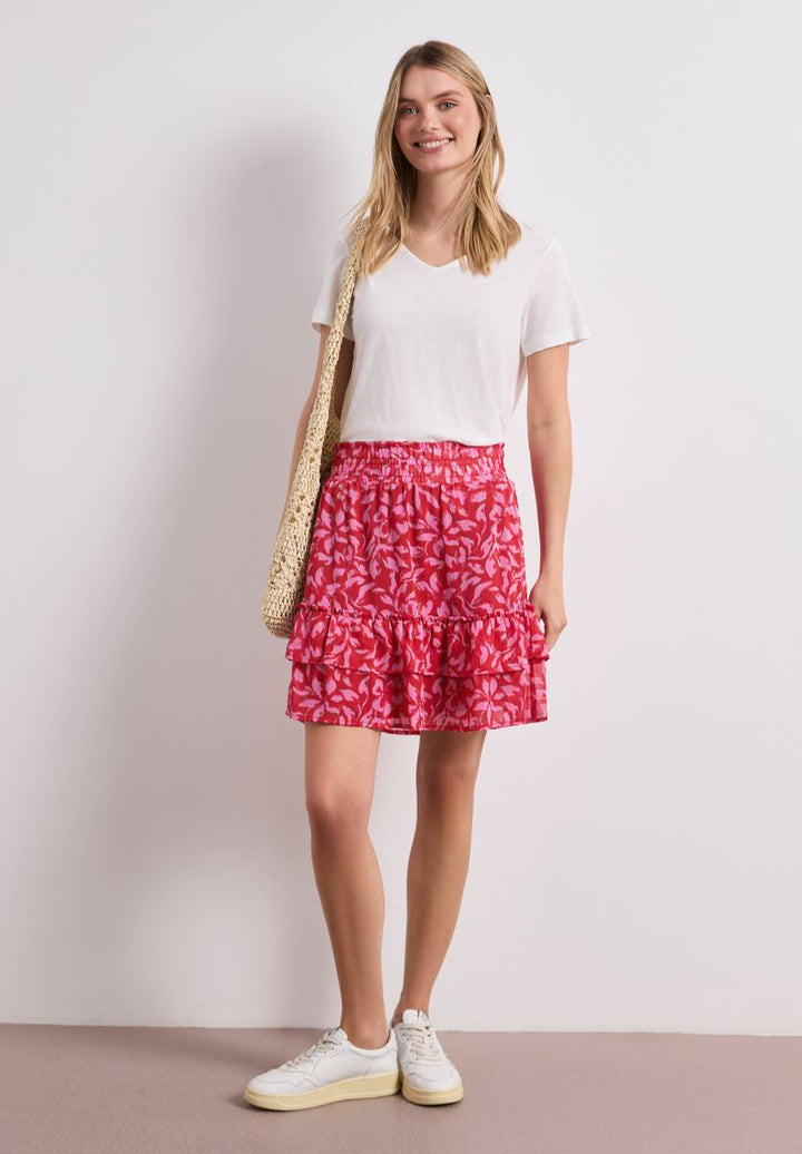 Knielanger Rock aus Chiffon mit Volants
