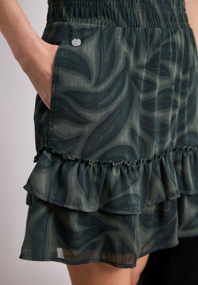 Knielanger Rock aus Chiffon mit Volants