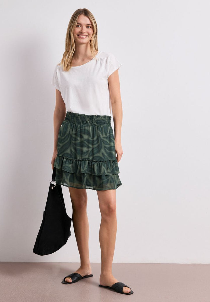 Knielanger Rock aus Chiffon mit Volants