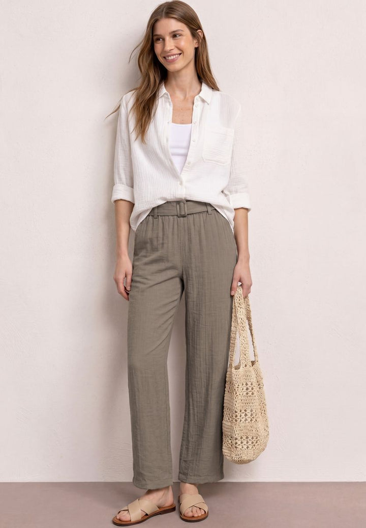 Wide Leg Hose mit Gürtel im Casual Fit