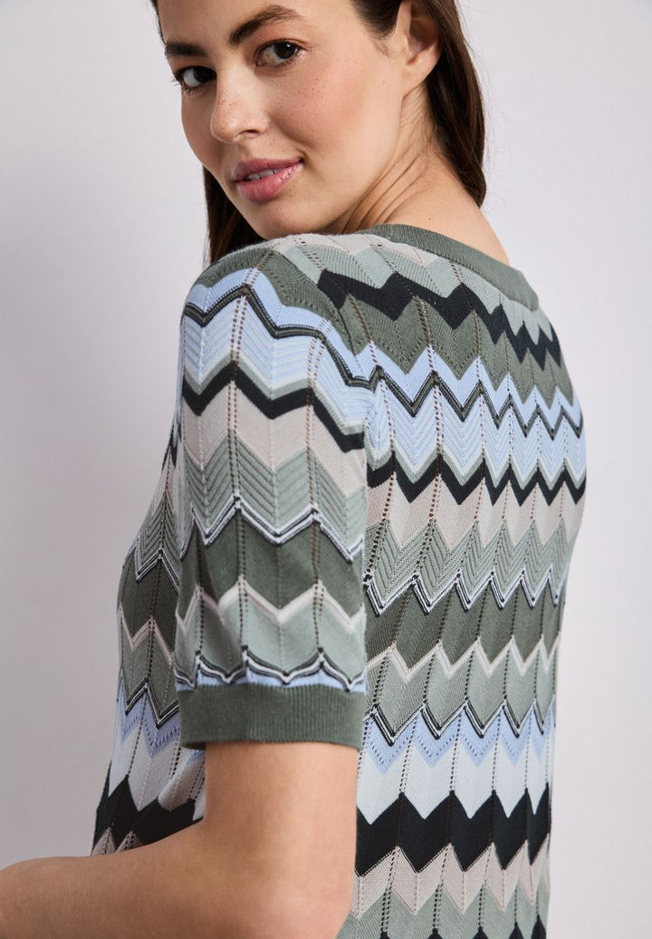 Kurzarm Pullover mit Zick-Zack-Muster