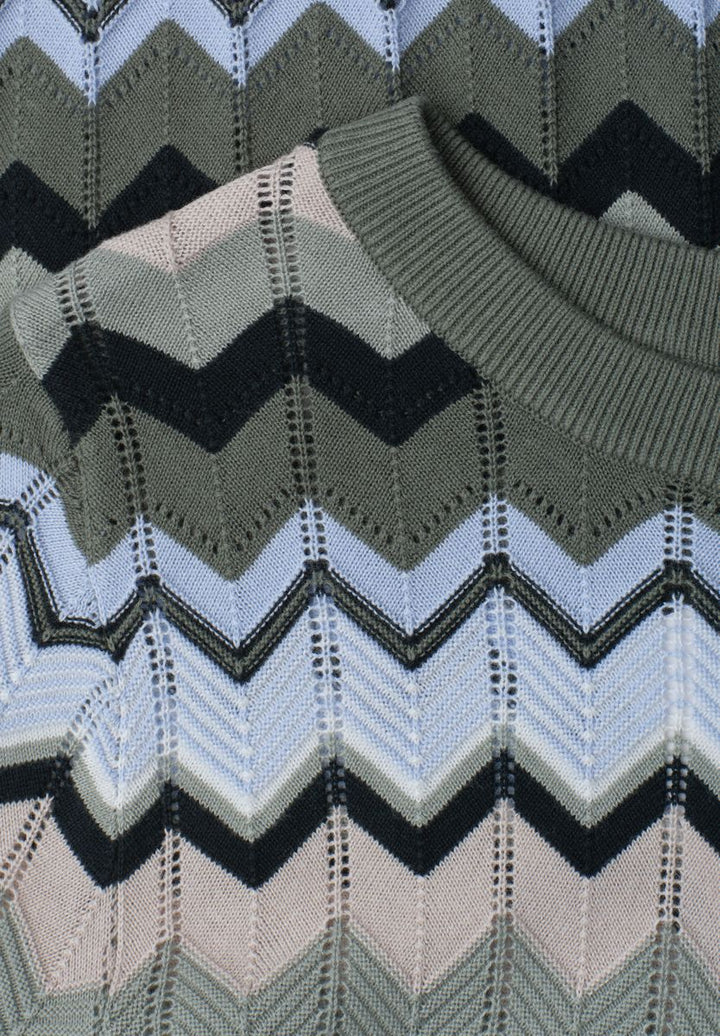 Kurzarm Pullover mit Zick-Zack-Muster