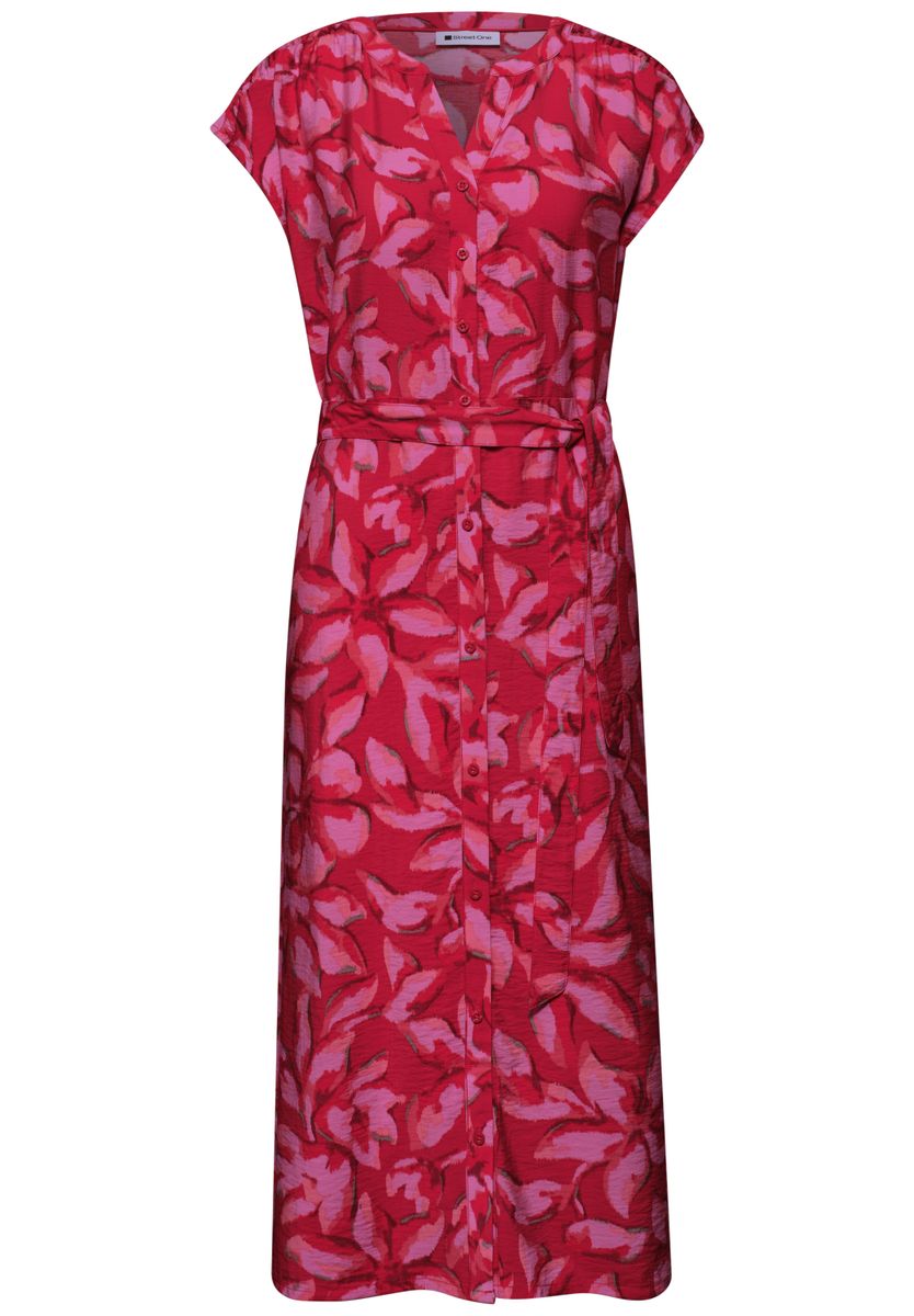 Midi-Kleid mit Split Neck und Print