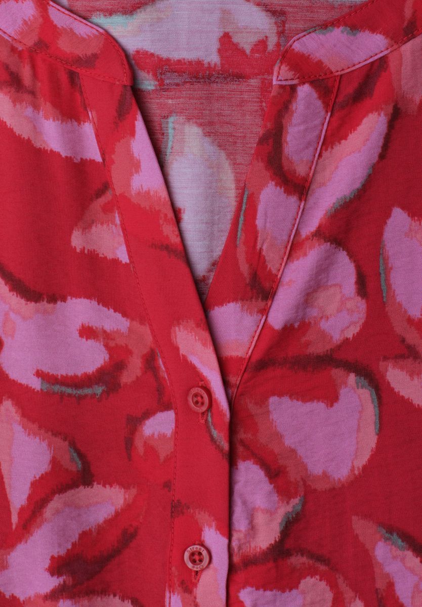 Midi-Kleid mit Split Neck und Print