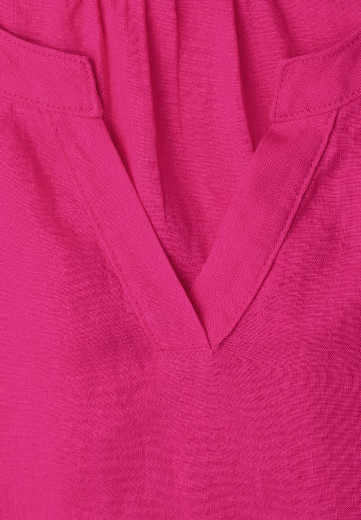 Knielanges Kleid mit Split Neck aus Leinen