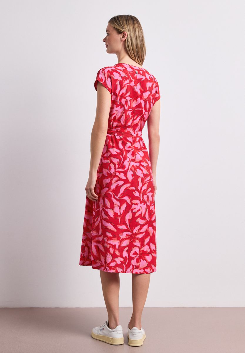 Midi-Kleid mit Split Neck und Print