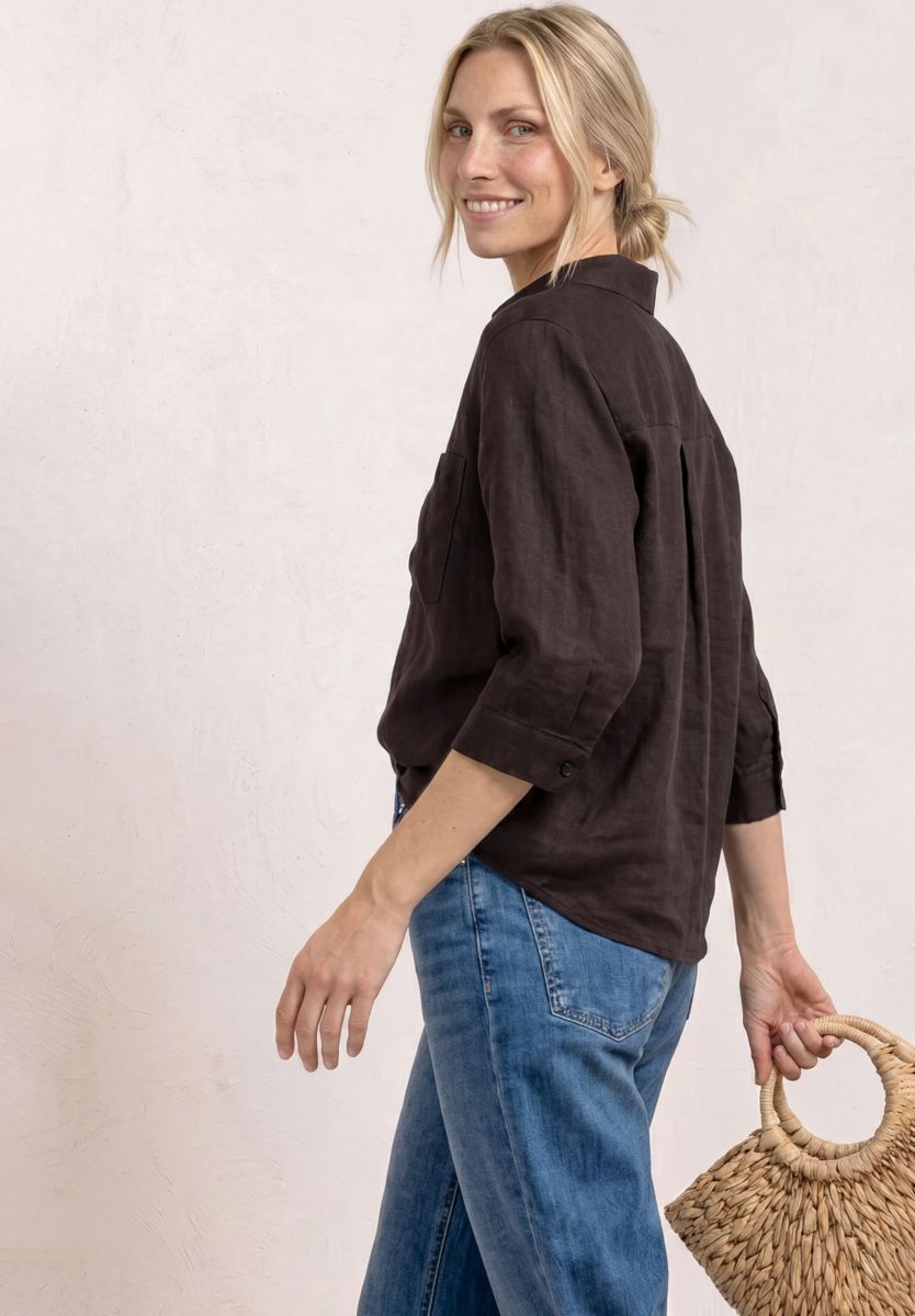 3/4-Arm Hemdbluse aus Leinen