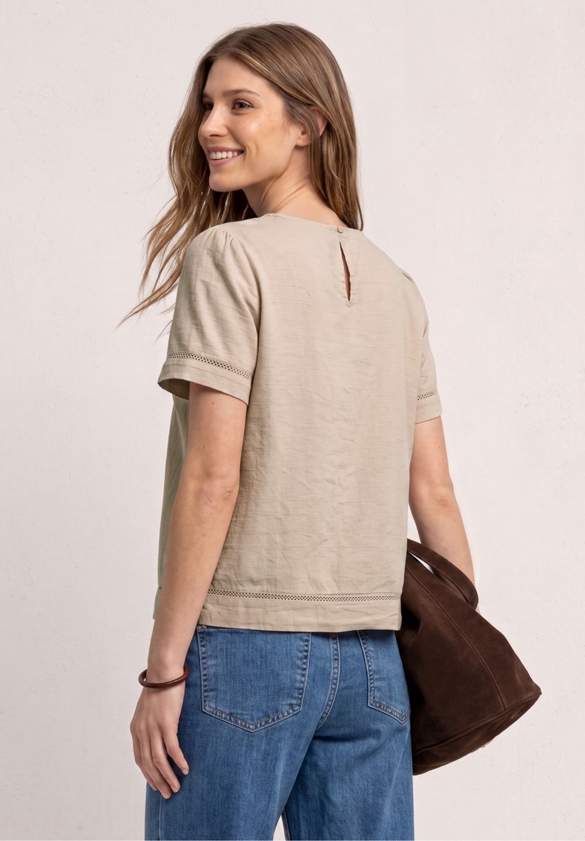 Blusenshirt mit Rundhals und Tape-Details