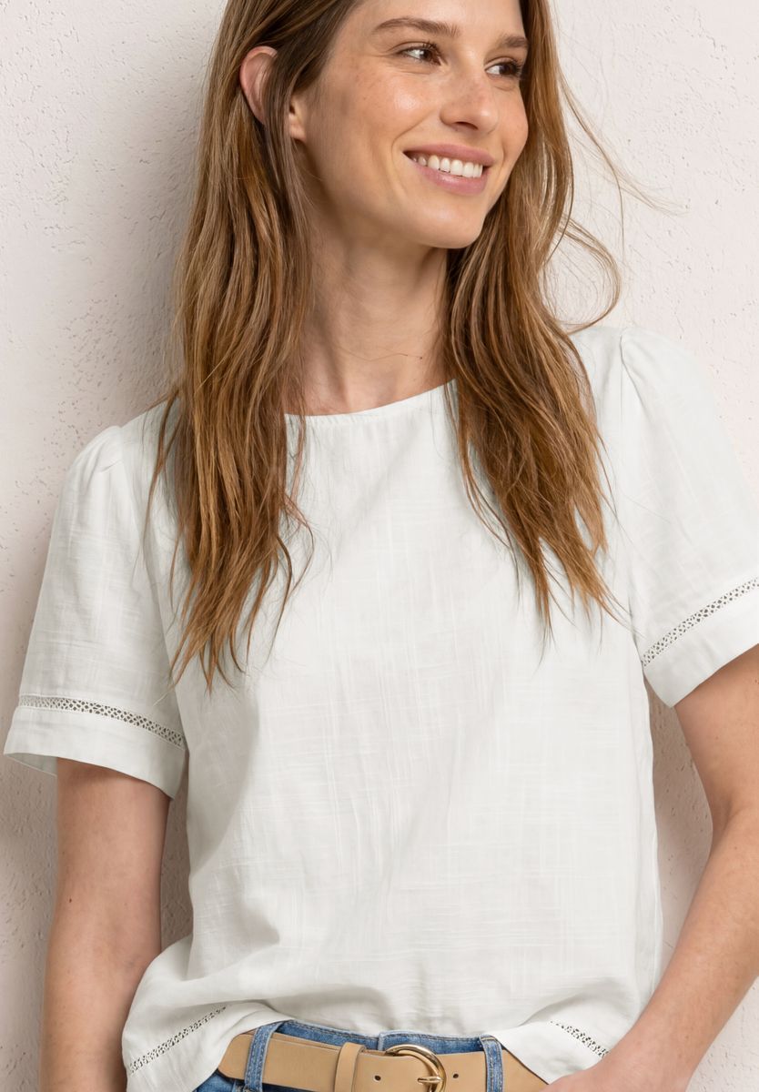 Blusenshirt mit Rundhals und Tape-Details