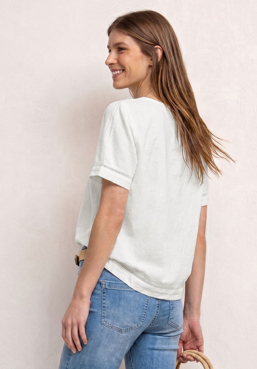 Blusenshirt mit Rundhals und Tape-Details